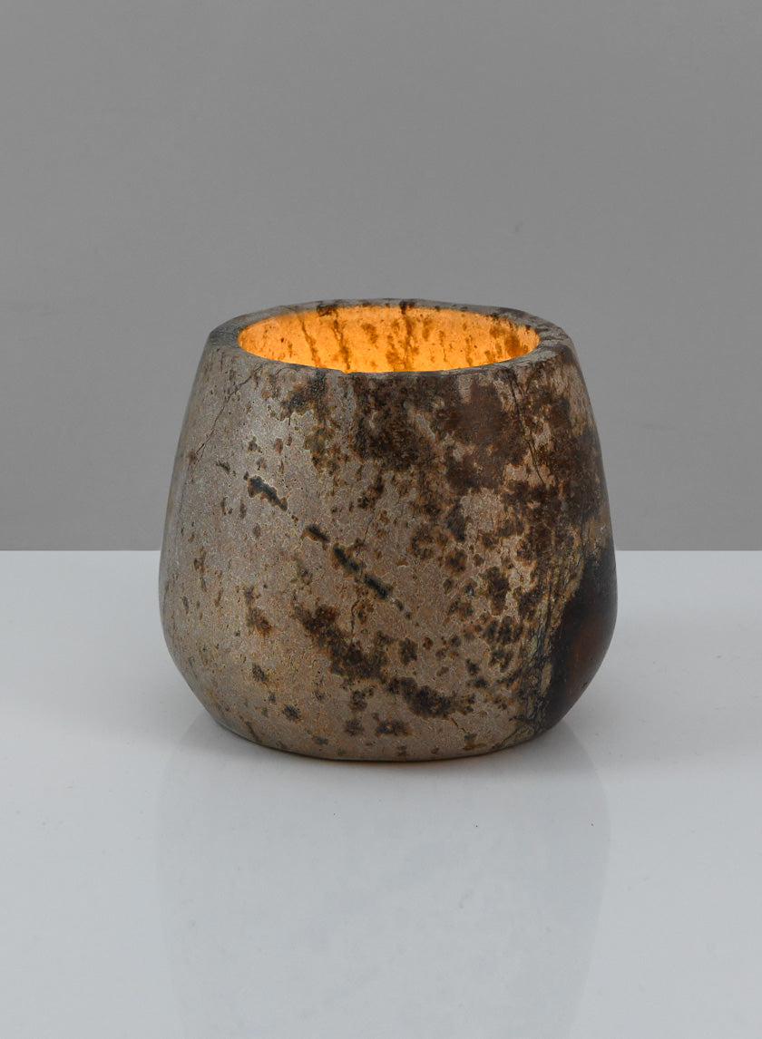 Bol en marbre brun forêt de Jaipur de 7,6 cm de haut