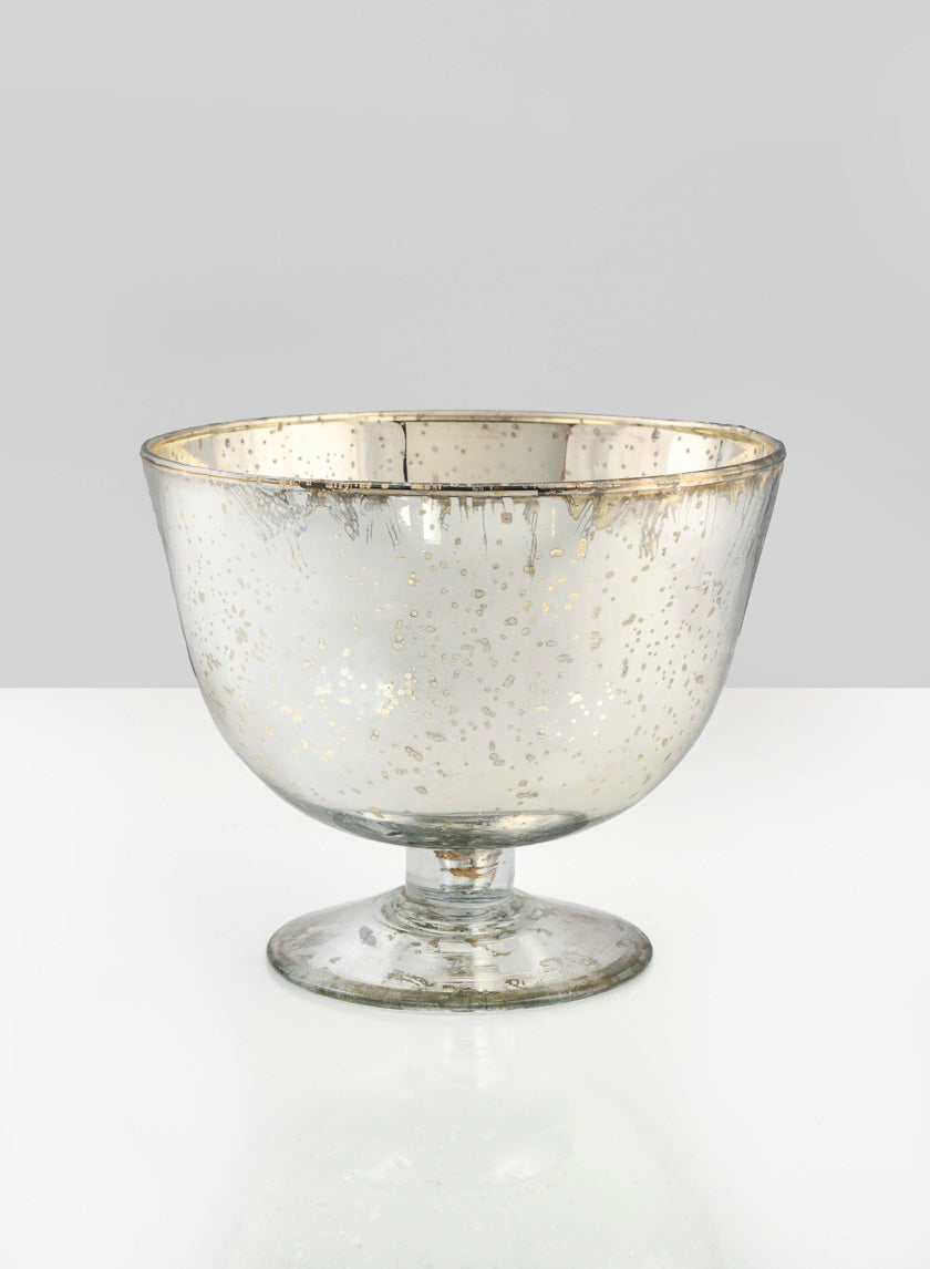 Bol en verre argenté antique de 5 pouces de hauteur