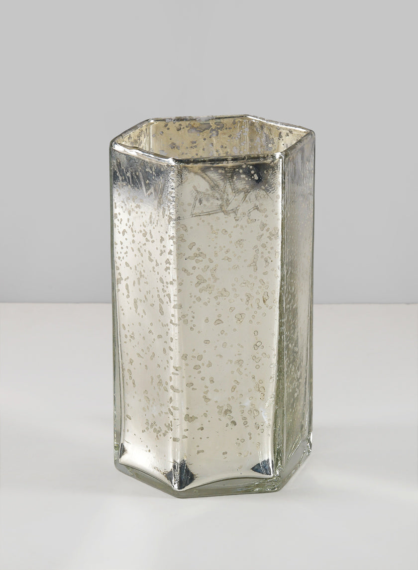 Vase en verre argenté antique Nomad de 6 pouces de haut