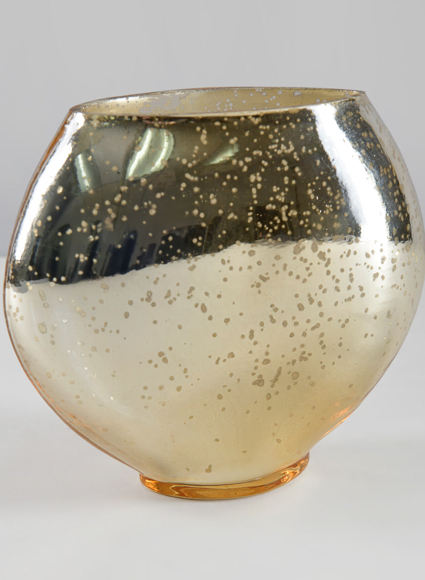 Vase décoratif en verre doré antique Bayou de 15 cm de haut