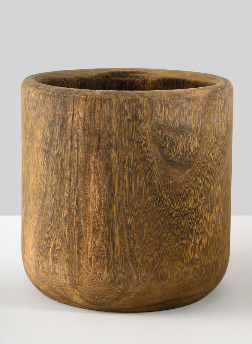 Pot de cache en bois de Paulownia finition noyer foncé