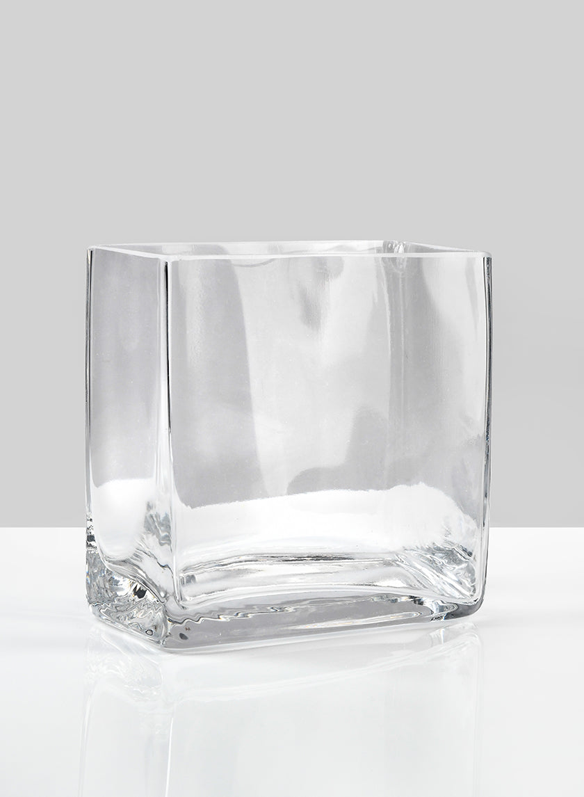 Vase rectangulaire en verre de 4,75 pouces de hauteur