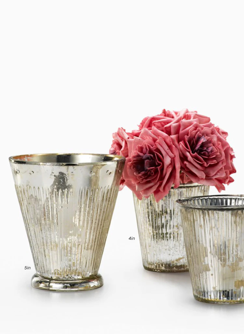 Cylindres coniques en verre argenté antique enroulé