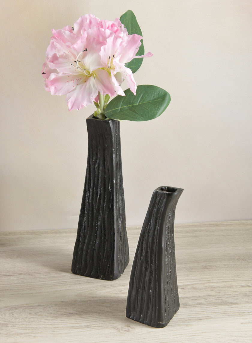 Mini vase noir style grange Emma en aluminium de 20 cm de haut