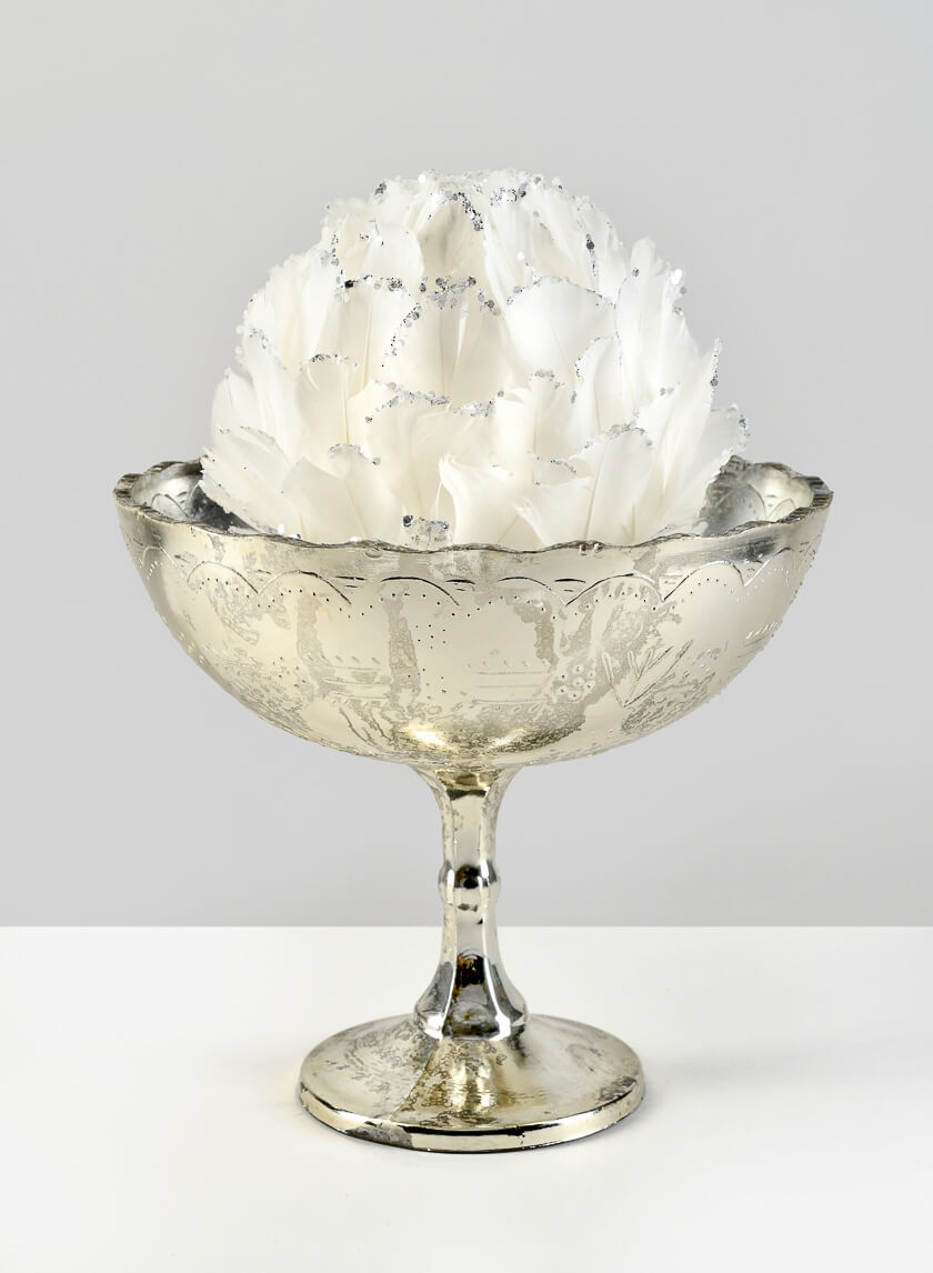 Urne en verre argenté vintage La Bohème de 20 cm de large