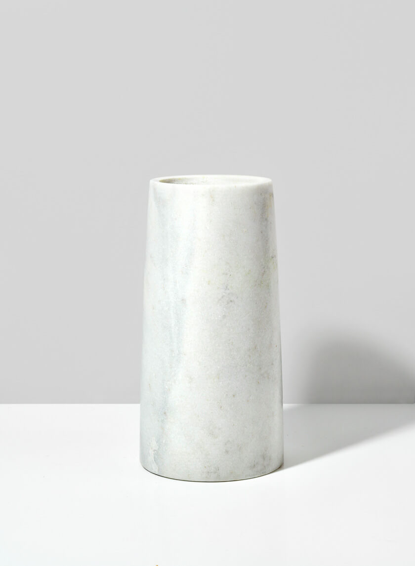 Vase colonne toscan en marbre blanc de 25 cm de haut 