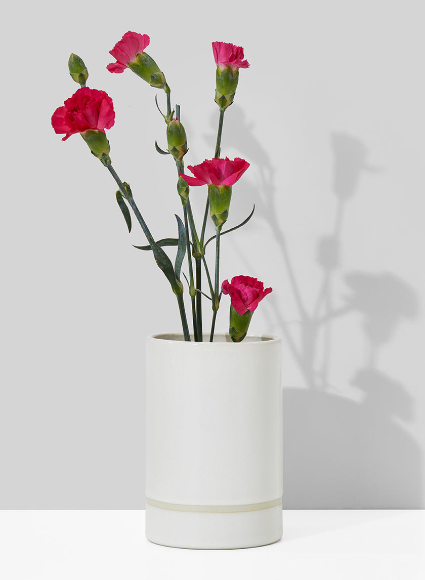 Vase cylindrique en céramique blanche de 5 pouces de haut