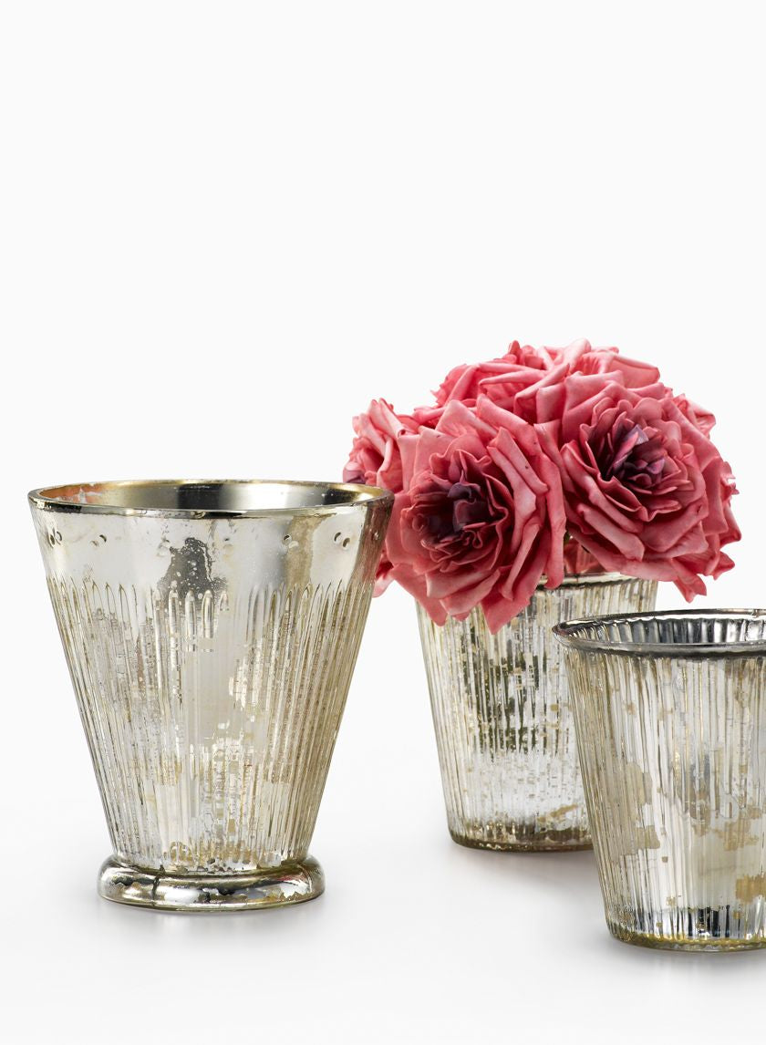 Cylindres coniques en verre argenté antique enroulé